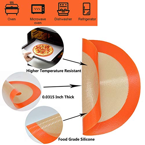 Round Silicone Baking Mats For 8 Inch Cake Pan, Food Grade, Non-Stick, Reusable Silicone Mat For Baking Pan For Bread/Tortilla/Macaron/Pastry/Pie/Bun Or 9 Inch Pizza Pan, 2Pcs #TOP3