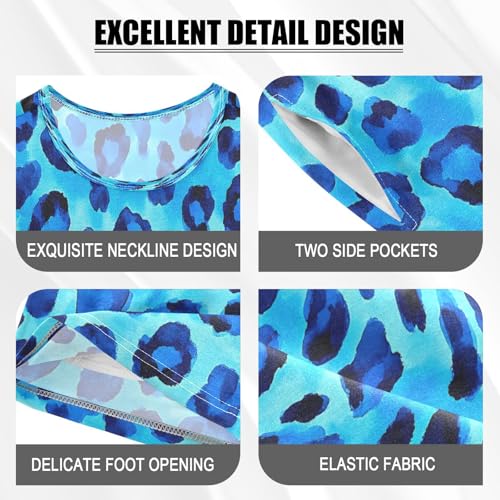 senya Short Sleeve Pajamas Sets Summer Cotton Sleepwear Blue Black Leopard4