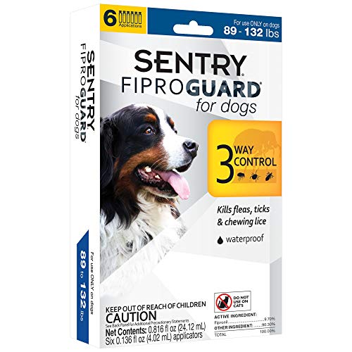 Sentry FIPROGUARD Dog & Puppies 89 to 132 lbs. Topical Flea & Tick Treatment, 6 Month Supply, 6 CT