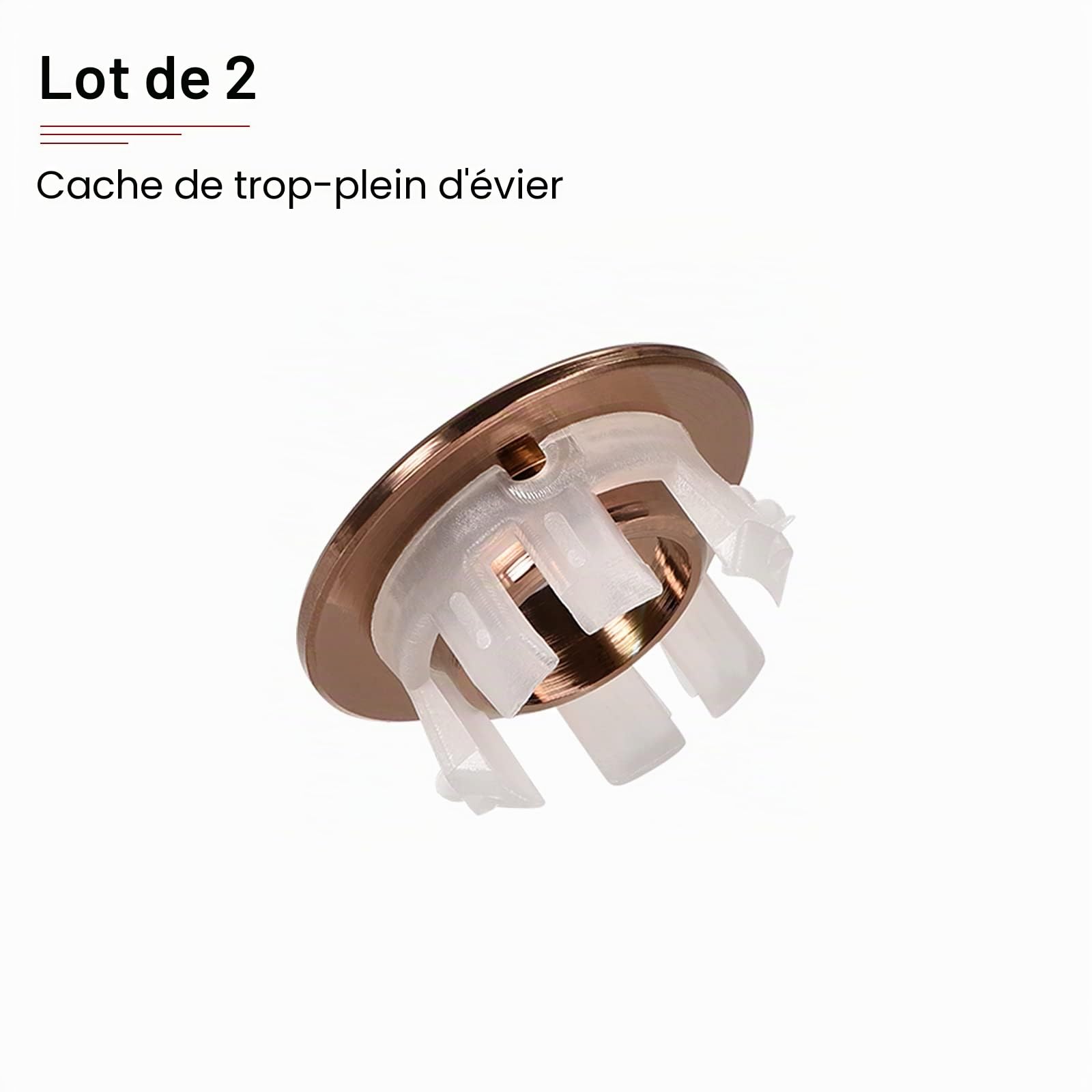 DTGN 30x13.5mm(DxT) Évier Débordement Couvercle - 2Paquet - Bonne pour Salle Bain Cuisine Évier - Cuivre Lavabo Garniture Insérer dans Trou Rond Capuchons - Rose Dorée