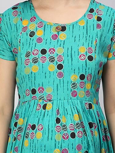 Image of CEE 18 Women's Cotton Rayon A-Line Maternity Feeding Kurti with Zippers (10007) (M, Simplistic Green)