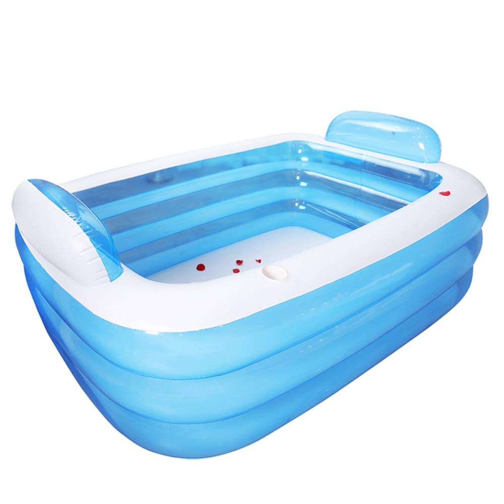 Oversized Inflatable Bathtub Home Adult Couple Bath Barrel Double Person Collapsible Inflatable Pool Blue Thickening Bath Barrel (Size : S)