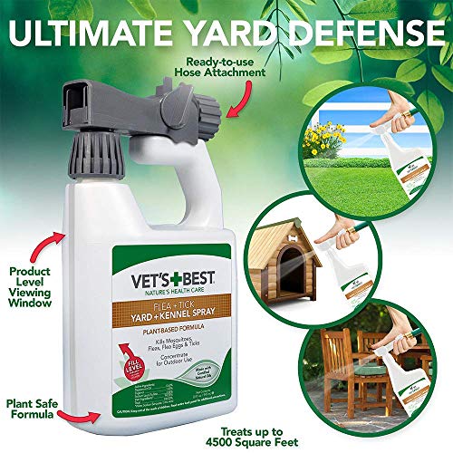 Vet's Best Flea And Tick Yard And Kennel Spray - Yard Treatment Spray Kills Mosquitoes, Fleas, And Ticks With Certified Natural Oils - Plant Safe - 96 Oz Refill #TOP2