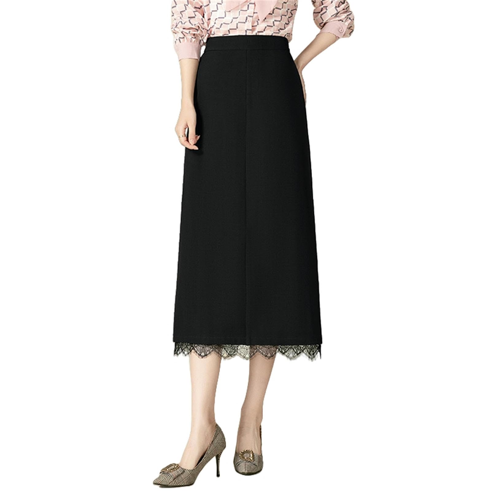 Skirt Hip Women's Spring High Waist Slim Straight Slit Mid-Length One step