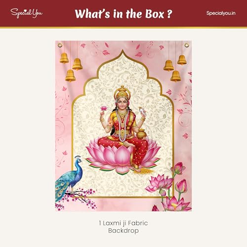 Image of Special You Diwali Decoration for Home with Laxmi (5x4Ft) Back Drop Curtain for Decoration, Home Decor for Living Room, Wall Decor Items, Curtains for Living Room Decorations