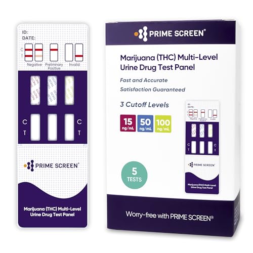Prime Screen Marijuana (Thc) Multi Panel Urine Test Kit. Highly Sensitive Thc 3 Level Drug Test Kit- Multi Level Detecting Any Form Of Thc Cannabis Test At 15 Ng/Ml cover