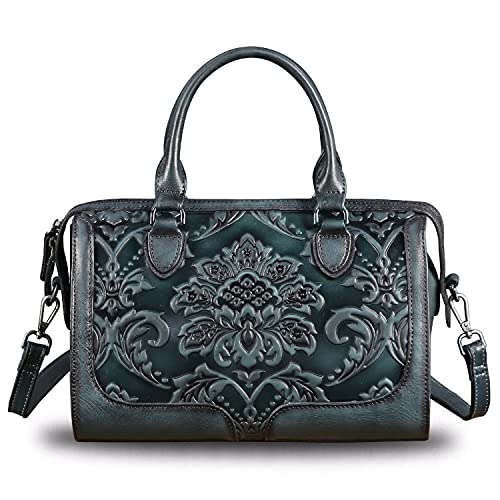 Genuine Leather Top Handle Handbag for Women Handmade Vintage Satchel Retro Cowhide Crossbody Handbags Purse Hobo Bag (Darkgrey)