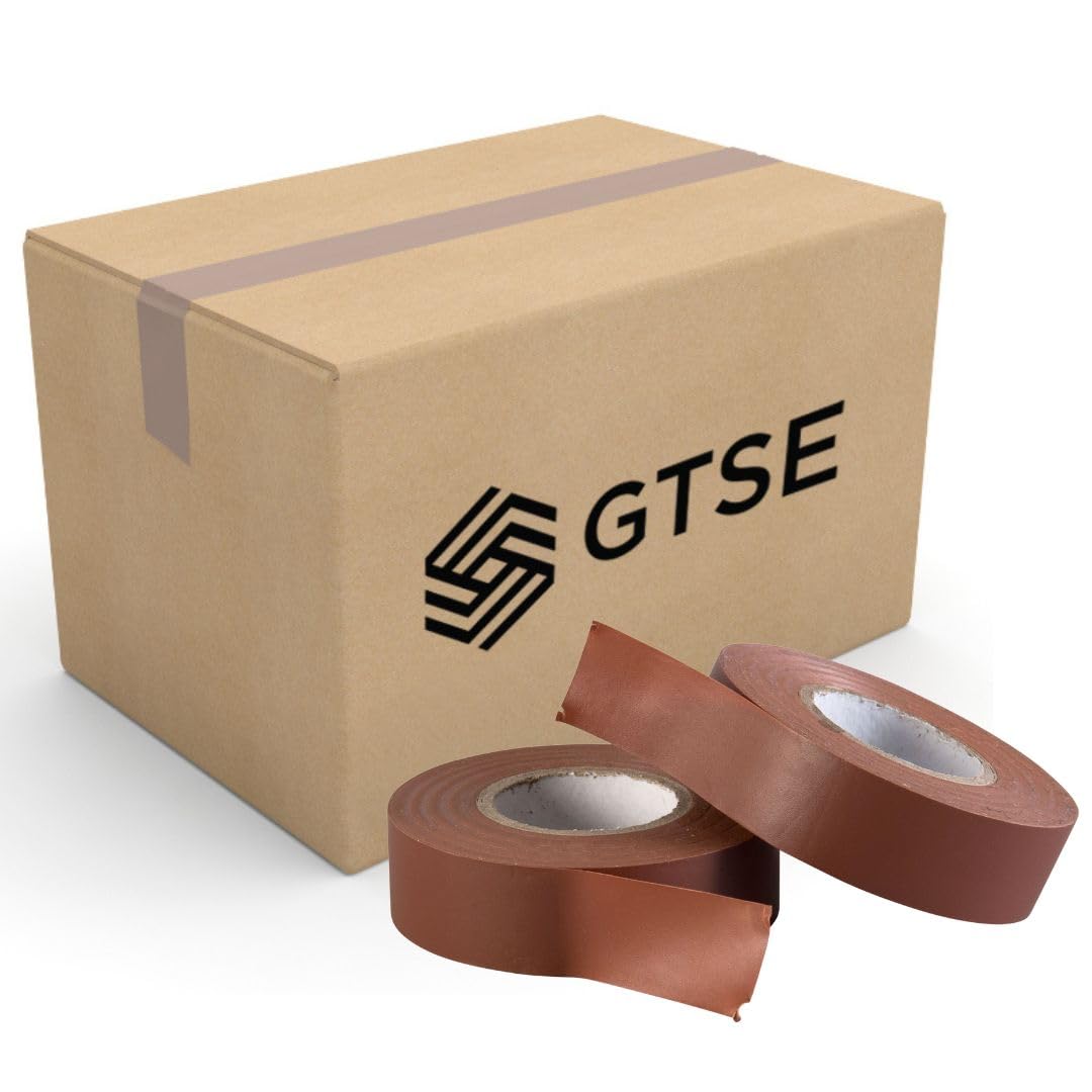GTSE Brown Electrical Tape, 19mm x 20m, Bulk Box of 100 Rolls, Strong Self-Adhesive PVC Insulation Tape for Insulating, Repairing and Protecting Electrical Wires