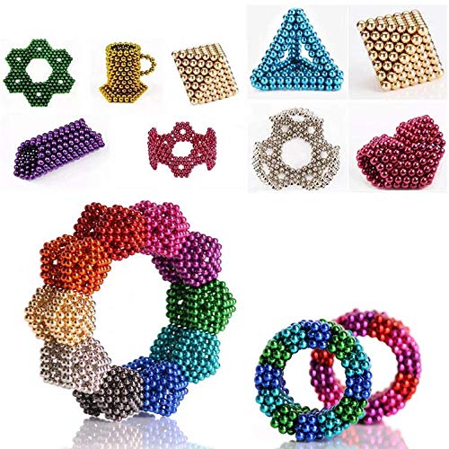LONEEDY Set of 216 Magnets Building Blocks Fidget Gadget Toys,Fun Stress Relief Desk Toy for Adults (multicoloured)