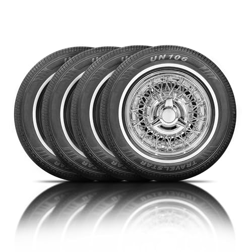 Set of 4 (FOUR) Travelstar UN106 All Season 18mm White Wall Radial Passenger Car Tire - 205/75R15...