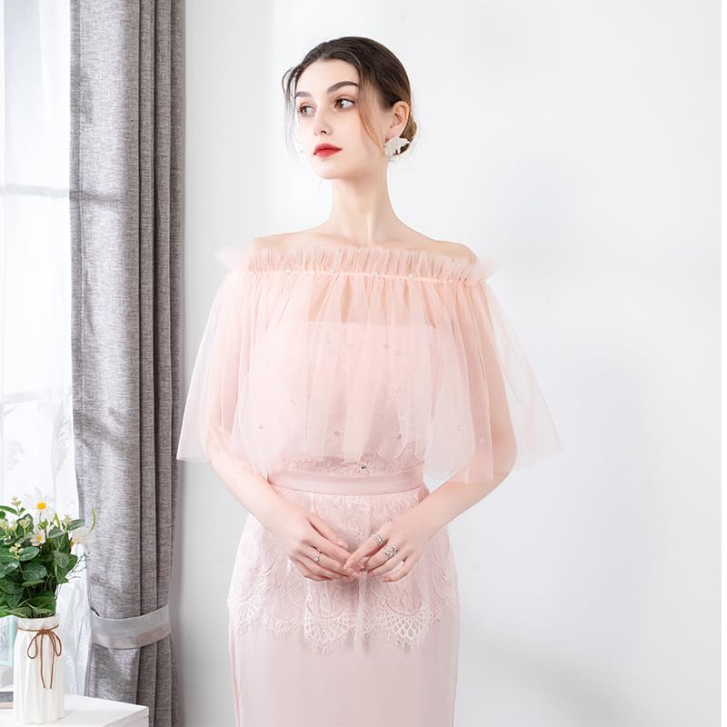 Women's Shawls and Wraps for Evening Dresses Tulle Wedding Bridal Scarf2