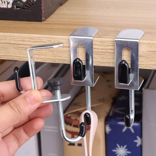 1 gancho de aço resistente para montagem na mesa, gancho para pendurar embaixo da mesa, organizador de bolsa escolar, 2,9 x 2,1 x 8,8 cm
