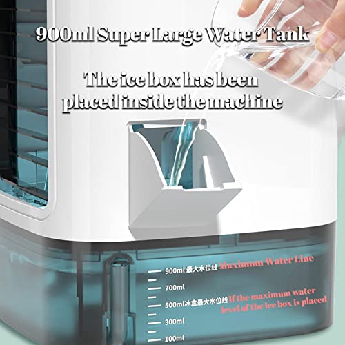 Draagbare mini-airconditioning met 3 snelheden, draagbaar, mini-airconditioning, stil, mobiele airconditioning voor thuis, kantoor, slaapzaal - Afbeelding 4