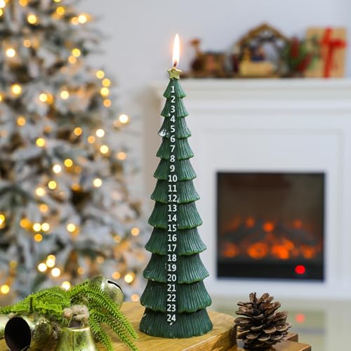 Conelist Advent Candle Countdown Calendar 10.2 Inch Christmas Tree Taper