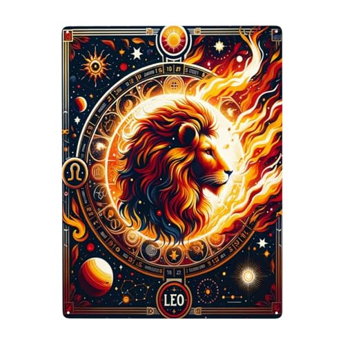CDSASHCA Metal signs Leo constellations Tin sign art wall decor Exquisite artistic Tinplate plaque Practical decorative poster Perfect for Astrology Enthusiasts & Home Display 6X8 inch