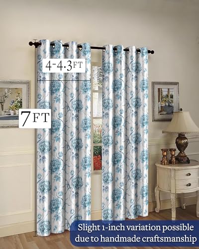 Image of Cloth Fusion Printed 100% Blackout Door Curtains 7 Feet Long Set of 2