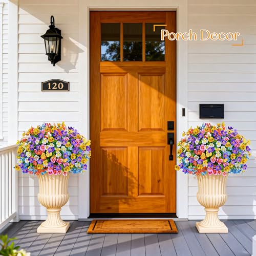 Der Rose 24 Bundles Artificial Pansy Flowers for Outdoors, UV Resistant 6 Assorted Colors Fake Pansies Spring Flowers for Planters Window Boxes Flower Beds Bulk Outdoor Garden Deco image 1