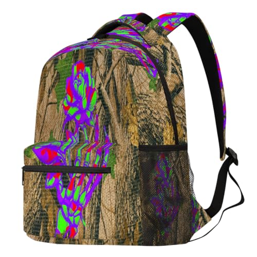 Sac à dos d'école motif camouflage forêt grand format pour ordinateur