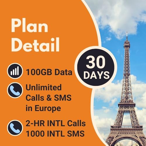 Image of Orange Holiday Europe Prepaid eSIM 100GB Internet Data | 30 Days-Use | Data tethering Allowed | 120min & 1000 SMS from Europe to Any Country Worldwide