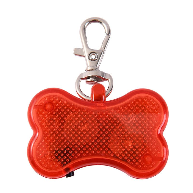 Dog Collar Light,Bone Shape Colorful Clip-On Pet Lights for Collars,Cat Dog Collar Lights Led for the Dark,Waterproof Safety Puppy Light for Night Walking with 3 Flashing Modes (red)