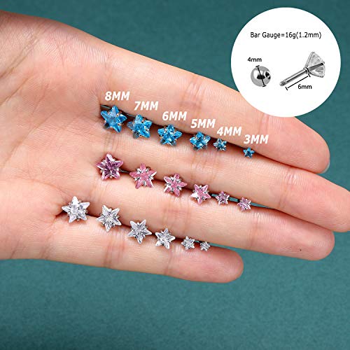 ZS 4 Pairs Shiny Cubic Zirconia Cartilage Earrings 16G Surgical Steel Stud Earrings Tragus Helix Conch Ear Piercing Sets2