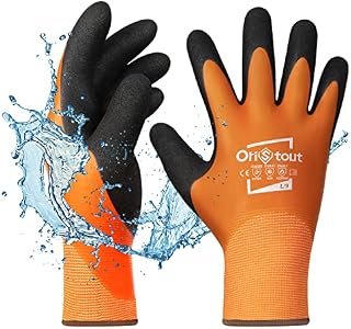 Waterproof Winter Gloves, Thermal Work Gloves for Cold Weather, Touchscreen, Super Grip, for Gardening, Fishing, Car Washing, Freezer Gloves, Orange, Small