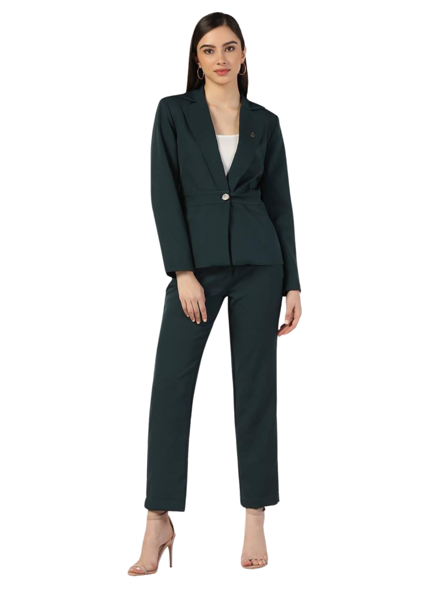 2 Piece Outfits for Women Notched Lapel Collar Long Sleeve Solid Color Blazer with Trousers | Casual Elegant Business Western Suit Sets for Women