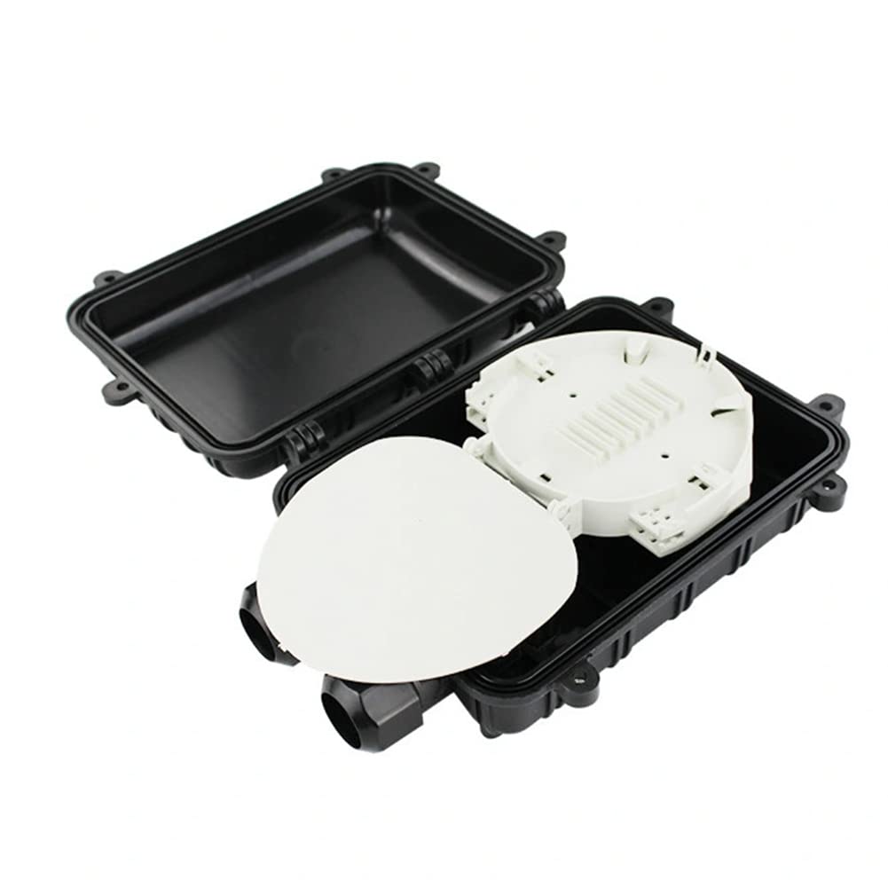 Outdoor Rated Fiber Optic Splice Enclosure | Waterproof | Black Stainless Steel | Includes Fiber Optic Cable, Splices | Holds Up to 24 Strands