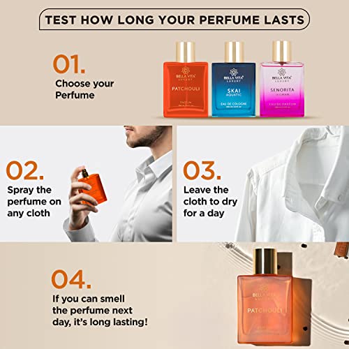 Image of Bella Vita Luxury Patchouli Parfum Unisex Perfume For Men & Women with Indonesian Patchouli Leaf & White Musk | Long Lasting Sweet, Spicy & Smoky Fragrance, 100 ML