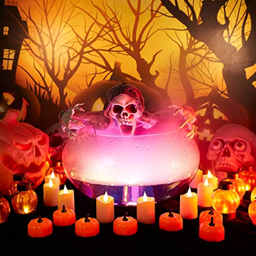 Image Flickering Pumpkin Lantern Tea Lights 12 Pack Flickering Led Pumpkin Lights With Battery Operated Flameless Pumpkin Tealight Candles For Halloween, Christmas, Thanksgiving And Theme Parties #TOP3