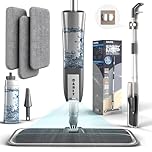 Balai serpillère avec Fonction de pulvérisation, Balai pulvérisateur Rotatif à 360 ° avec 3 tampons en Microfibre lavables, réservoir d'eau de 500 ML, 1 Support pour serpillère, serpillère pour