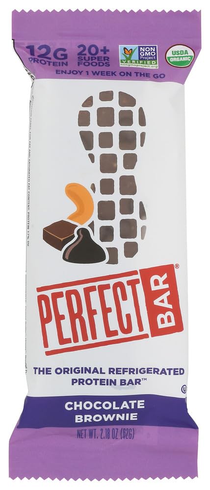 Perfect Bar Organic Chocolate Brownie Cashew Butter and Peanut Butter Protein Bar 2.2 oz