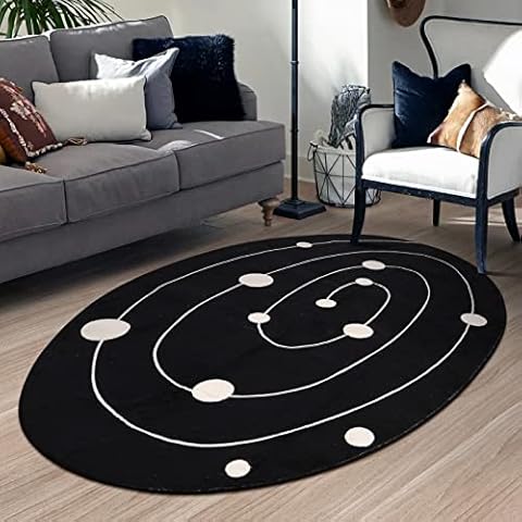 LIVEBOX Galaxy Area Rug for Kids Bedroom Playroom, Black Washable Rug 4x6 Feet Cute Milky Way Rug for Nursery Room,Children Learn & Have Fun Non-Slip Tent Play Mat for Living Room Classroom Baby Room Cover