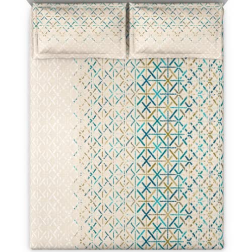 Image of DDECOR - Criss Cross 100% Cotton Double Bedsheet with 2 Pillow Covers, Turquoise