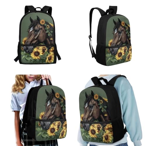 Horse School Backpack with Lunch Bag for Boys 3Rd Grade/4Th Grade Bookbag Lunch Box Pencil Case Water Bottle Holder Back Pack Kids Daycare Bag School Satchel Bag2