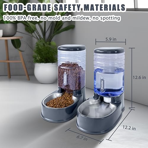 Cats Dogs Automatic Food Feeder and Water Dispenser Set 3.8L with Stainless Steel Bowl - Image 3
