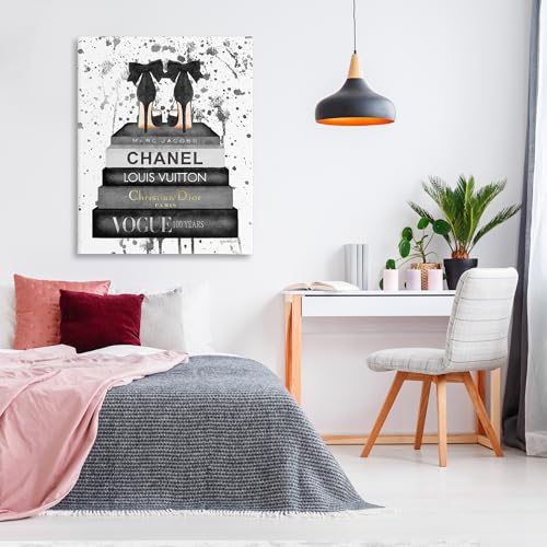 Image of Stupell Industries 'Glam Fashion Books & Heels'| Canvas Art | Stupell Industries | 36 x 48 Inches, Easy to Hang and Sturdy, Made in USA, by Amanda Greenwood