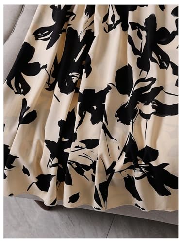 WDIRARA Women's Floral Print Ruffle Flowy Flared Skirt Boho High Waisted A Line Long Skirts4