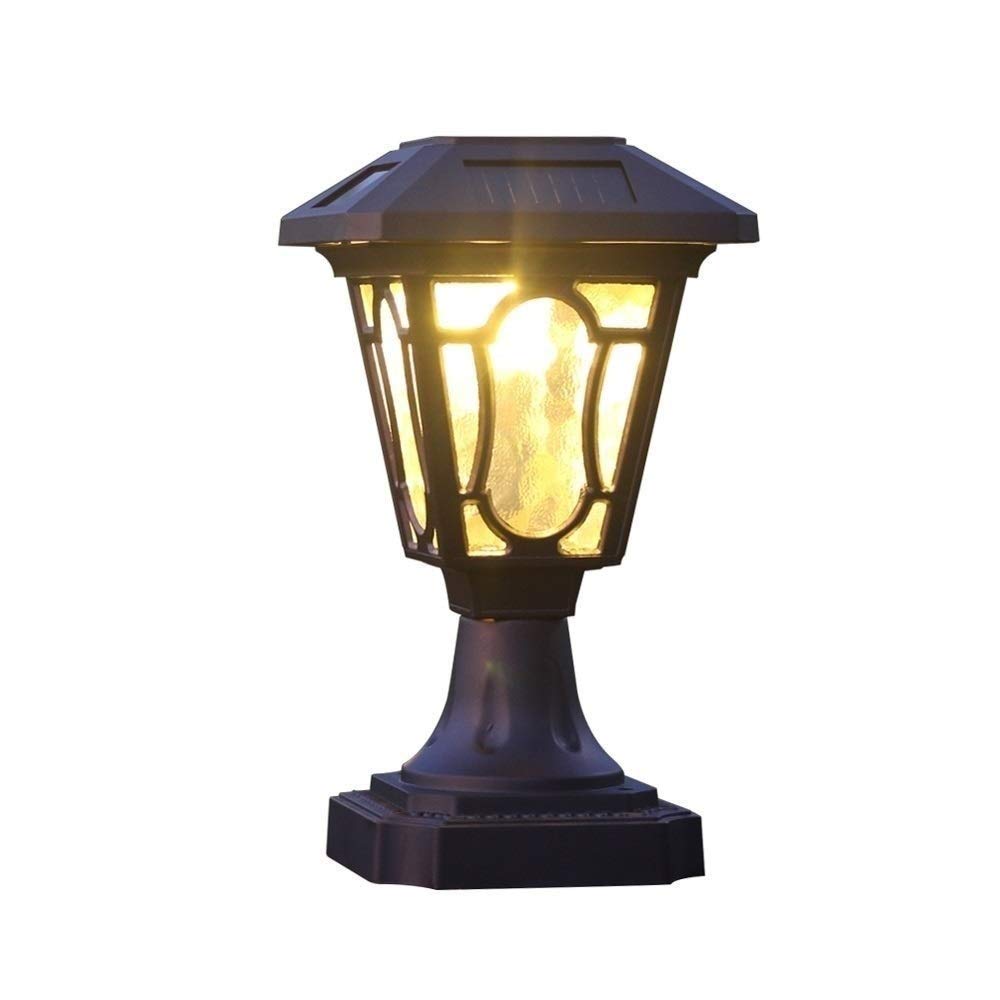 Lampadaires d'extérieur solaires vintage à colonne LED étanche pour porche