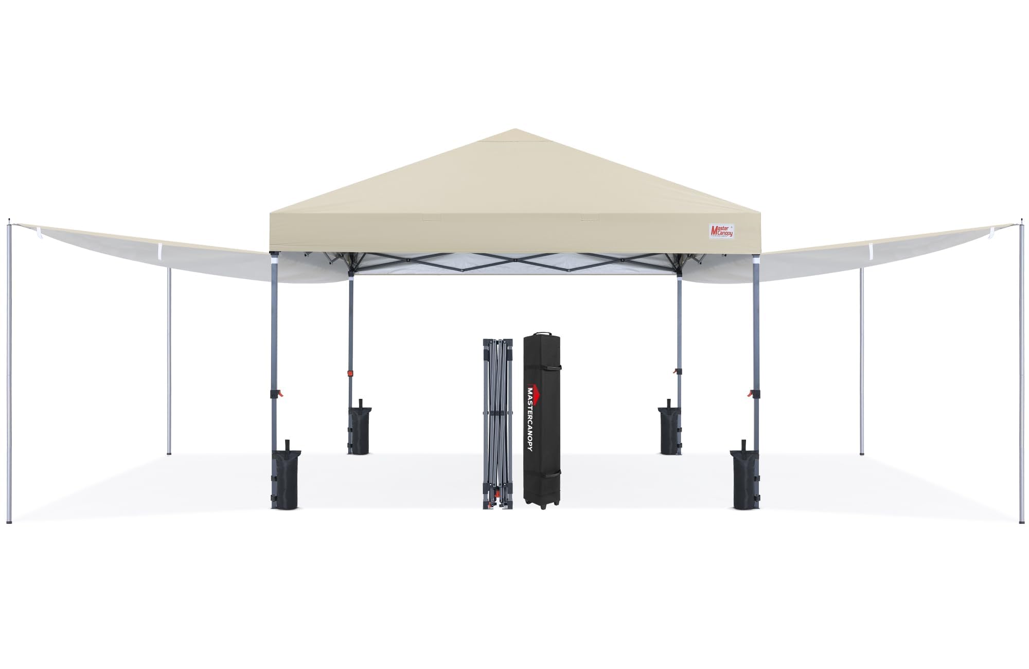 MASTERCANOPY 10x10 Pop Up Canopy Tent with 2 Shelters，230 Sq ft Beige