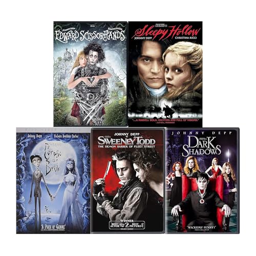 Tim Burton and Johnny Depp: Dark and Gloomy 5 Movie DVD Collection (Edward Scissorhands / Corpse Bride / Sweeney Todd and More)