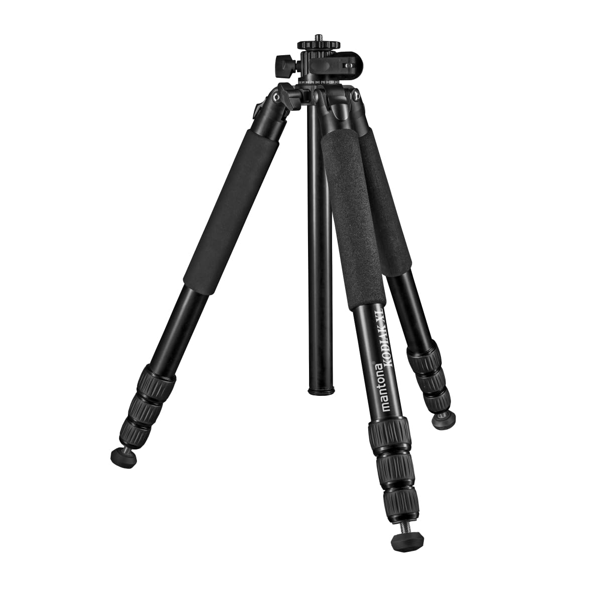 Mantona Kodiak XL - Treppiede per foto in alluminio, portata fino a 18 kg, regolabile in altezza fino a 180 cm, tripod con colonna centrale di 180°, treppiede stabile con accessori versatili