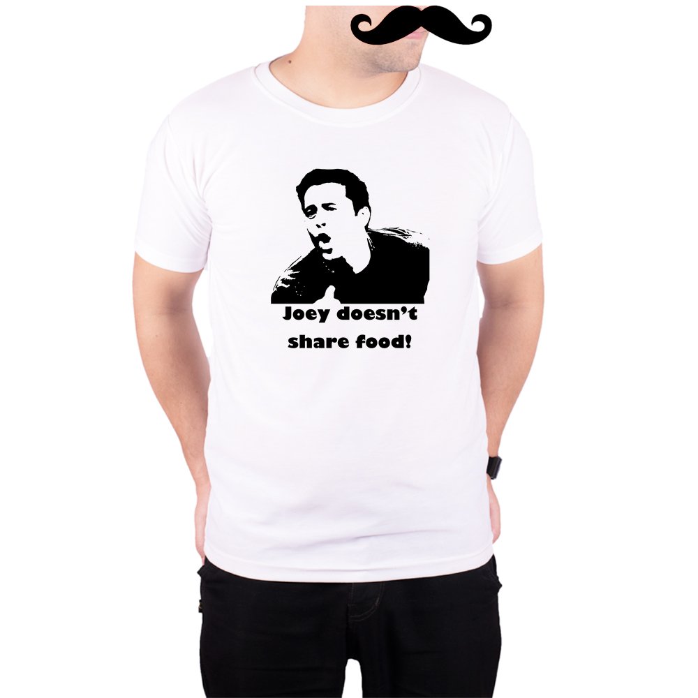 Mooch Wale Friends Joye Dosent Share Food Black and White White Quick-Dri T-Shirt for Men