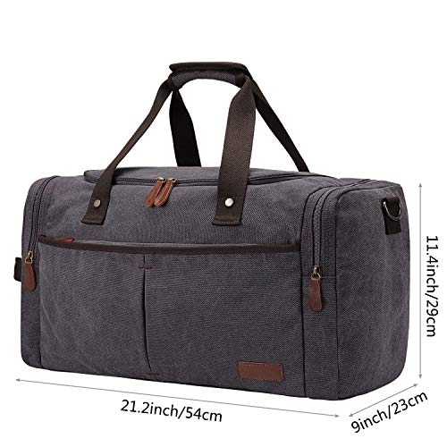 S-ZONE Canvas Duffel Bag Travel Weekend Overnight Bag with Shoes Compartment for Men