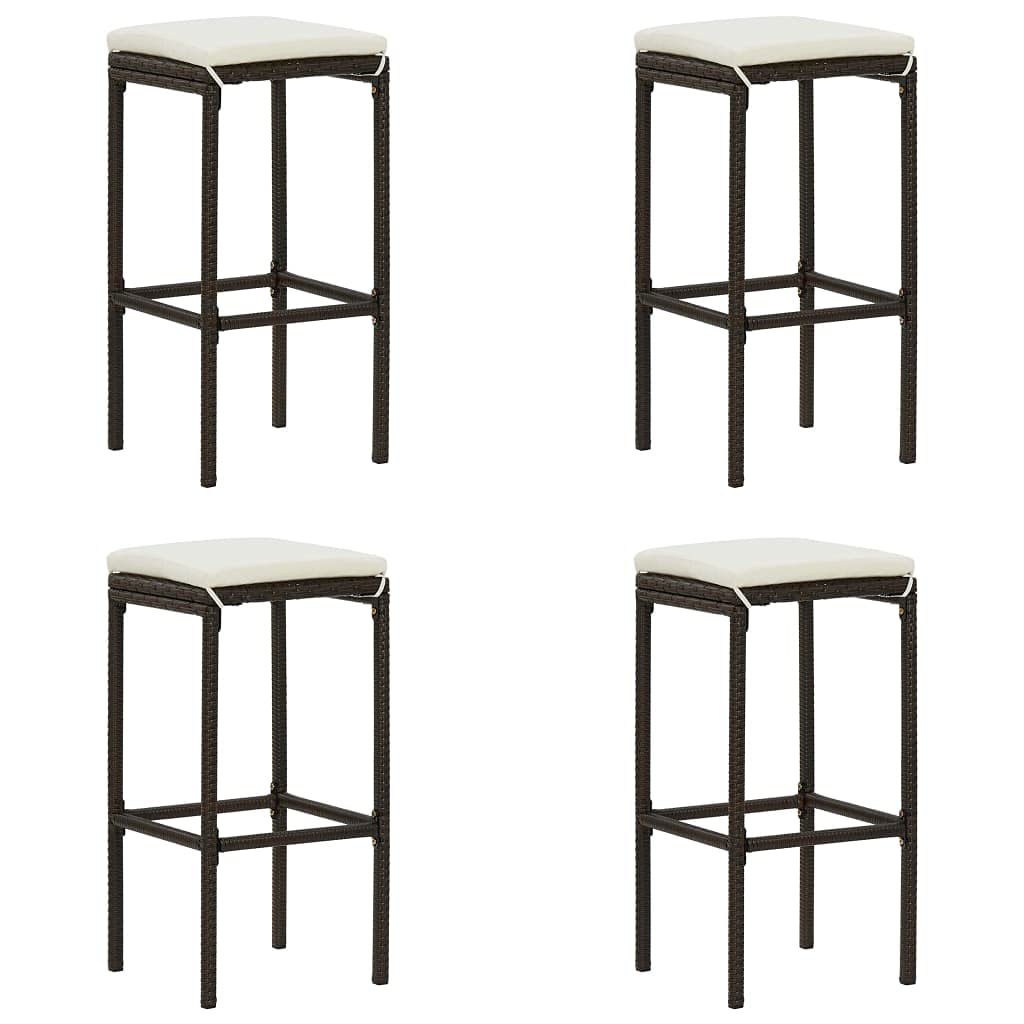 Ensemble de Bar de Jardin avec Coussins 5 pcs Marron Mobilier de Jardin Brun