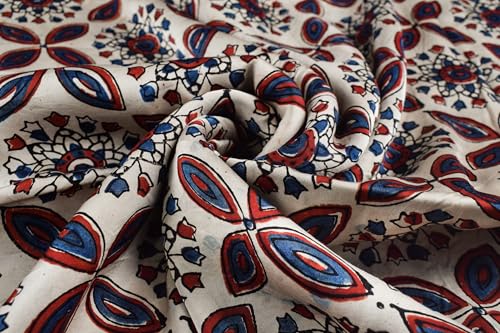 Image of Ethnics of Kutch Womens's Ajrakh Modal Silk Natural Dye Hand Block Print Unstitched Kurta Fabric