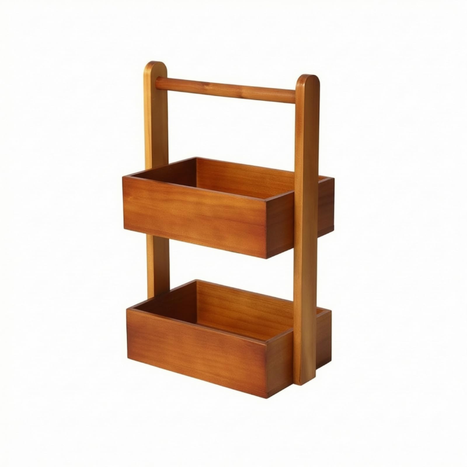 Ronyme Scaffale Porta Cosmetici Organizer Cosmetico Ripiano Trucco Mensola Legno con Due Piani E Lati Arrotondati Pino Stile Decorativo Compatto Adatto per