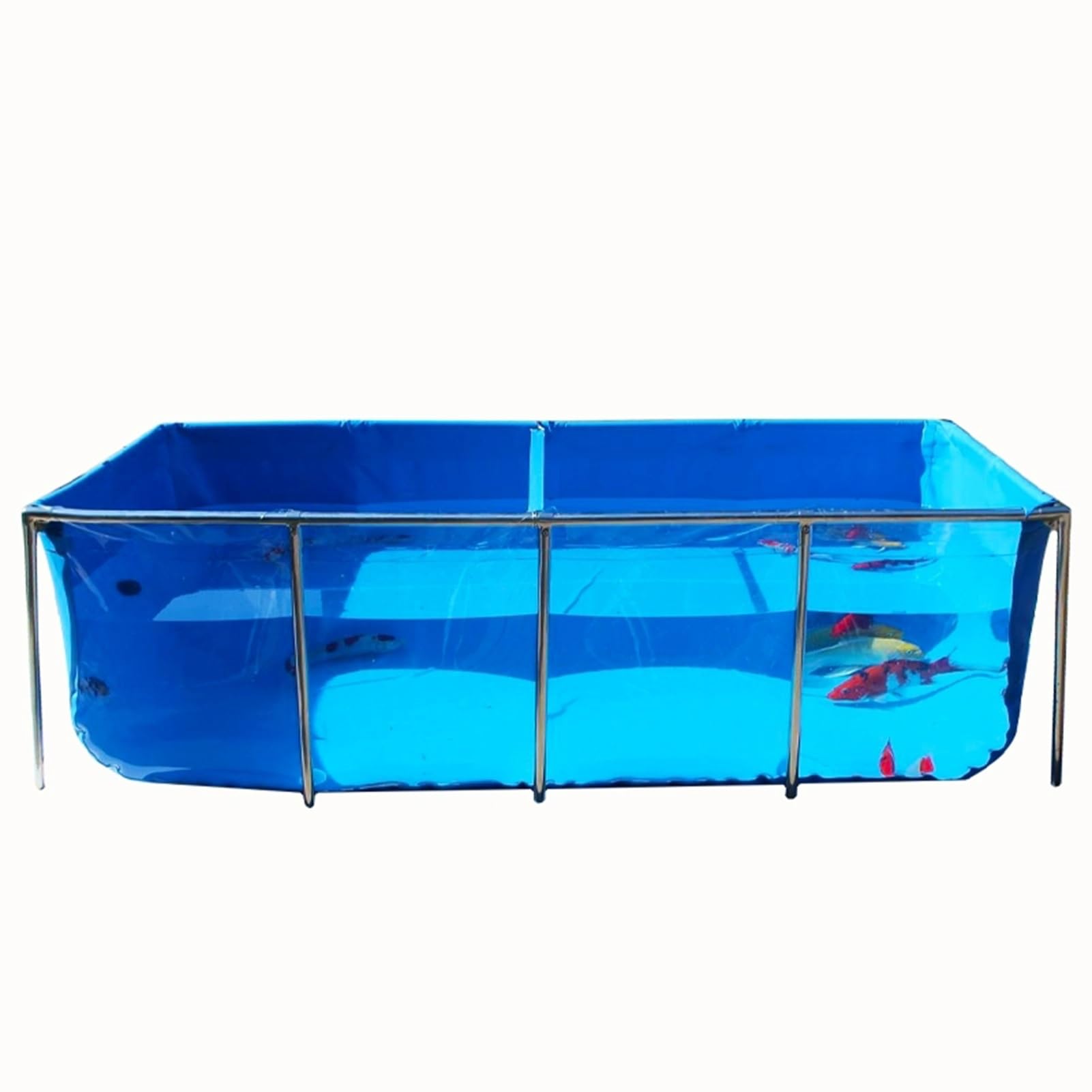 Estanque flexible de PVC con marco de acero inoxidable para interiores y exteriores, acuario de peces con panel de visualización