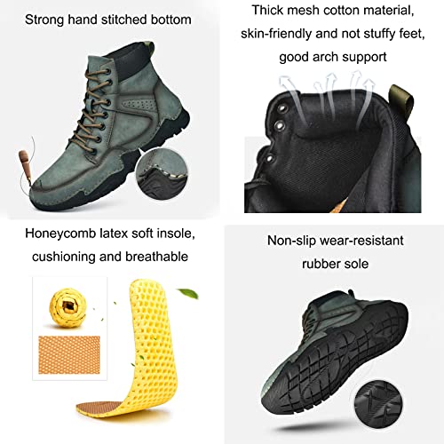 PURCHAWEE Men's Outdoor Non-Slip High-Top Hiking Shoes Sneakers,Breathable Lightweight Soft Trekking Hunting Sneakers Chukka Boots4