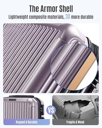 Image of LIGHT FLIGHT 3 Piece Luggage Sets With Spinner Wheels Hardshell TSA Lock | Durability, Spinner Wheels, Hardside Lightweight, TSA Lock, Durable, PC+ABS, Mobility,